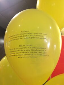 WARNING. CHOKING HAZARD - Children under 8 years can choke or suffocate on uninflated or broken balloons. Discard balloons at once. Adult supervision required.